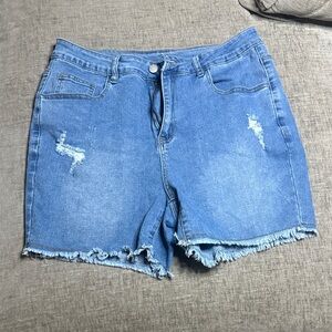 SHEIN Distressed Blue Jean Shorts